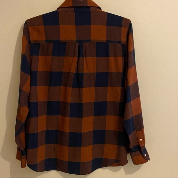 Flag & Anthem Women’s Pearl Snap Shirt XXL Plaid Rust/ Blue Pocket - Picture 2 of 11